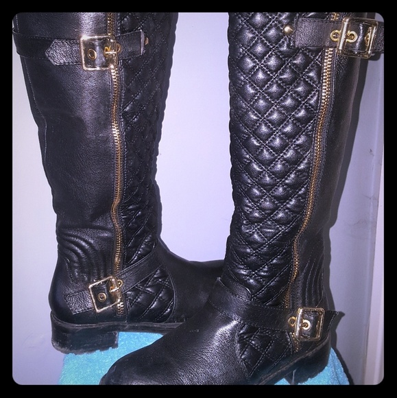 Willits Shoes - Leather Quilted Knee High Boots